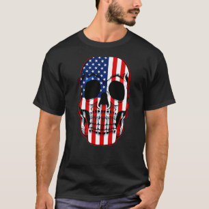 Camiseta Sugar Skull American Flag 4 Do Julho Patrimônio Le