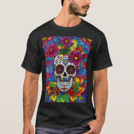 Camiseta Sugar Skull Art - Floral Fiesta