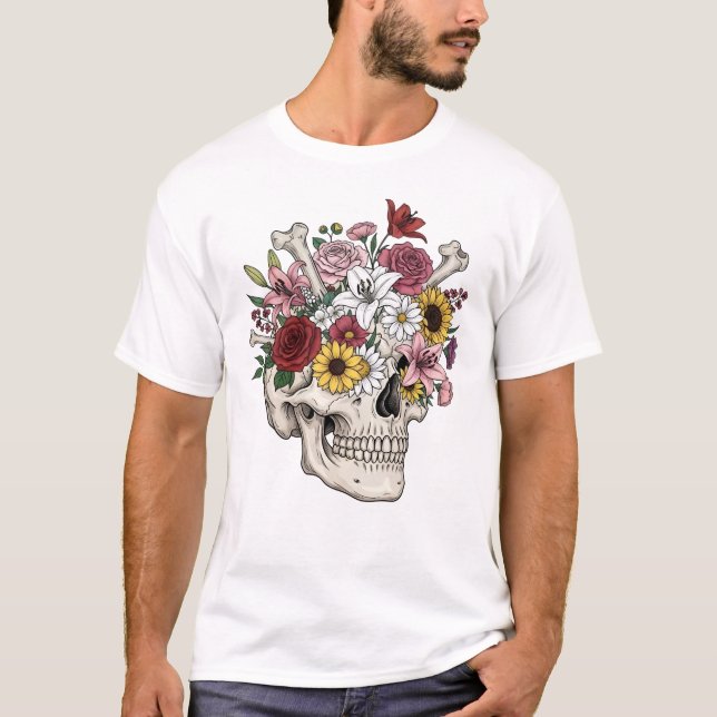 Camiseta Sugar Skull Dia De Los Muertos Dia dos Mortos (Frente)