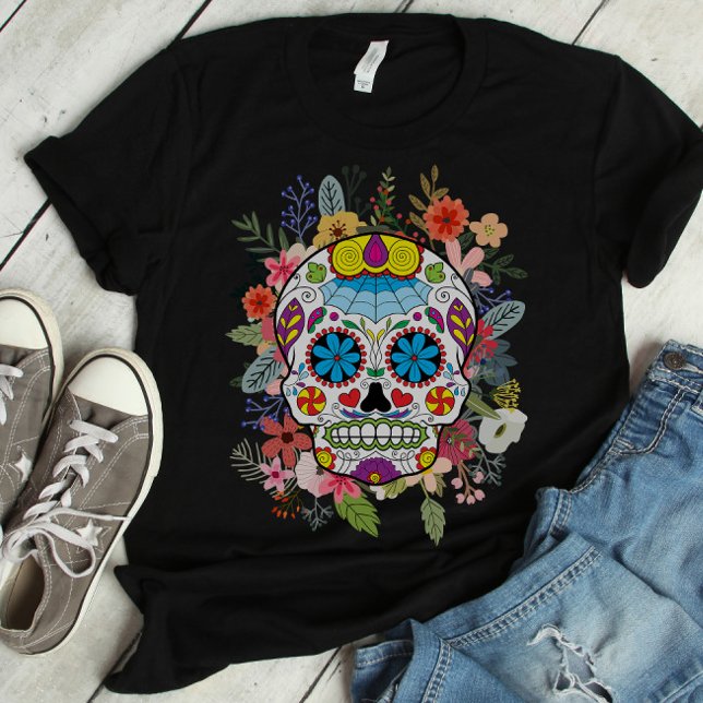Camiseta Sugar Skull Dia De Los Muertos Dia dos Mortos (Criador carregado)