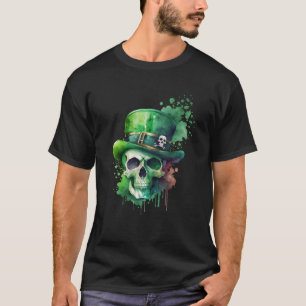 Camiseta Sugar Skull Dia de São Patrício Irlandês Leprechau
