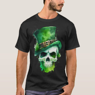 Camiseta Sugar Skull Dia de São Patrício Irlandês Leprechau