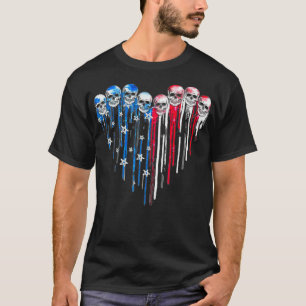 Camiseta Sugar Skull Heart American Flag 4 de julho Patrio
