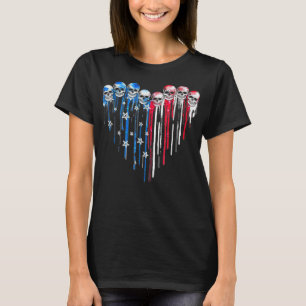 Camiseta Sugar Skull Heart American Flag 4 De Julho Patrio