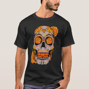 Camiseta Sugar Skull Lpreguiçoso Halloween Costume Legal Bo