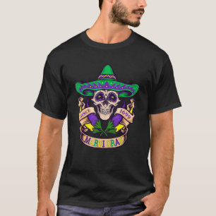 Camiseta Sugar Skull Mardi Gras Party Roupa Funny Sombrer