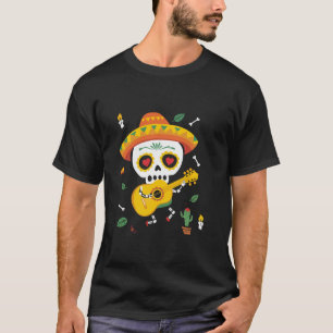 Camiseta Sugar Skull Mariachi Musical Cactus T Shirt