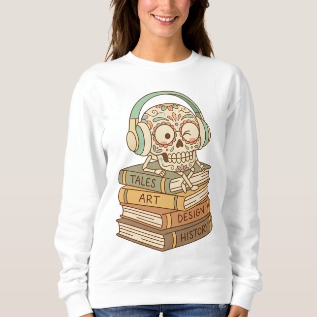 Camiseta Sugar Skull Passionate About Reading (Frente)