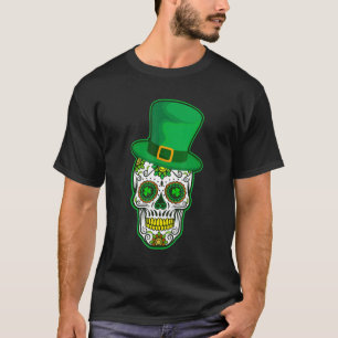 Camiseta Sugar Skull Shamrock com bandeira irlandesa e Rua