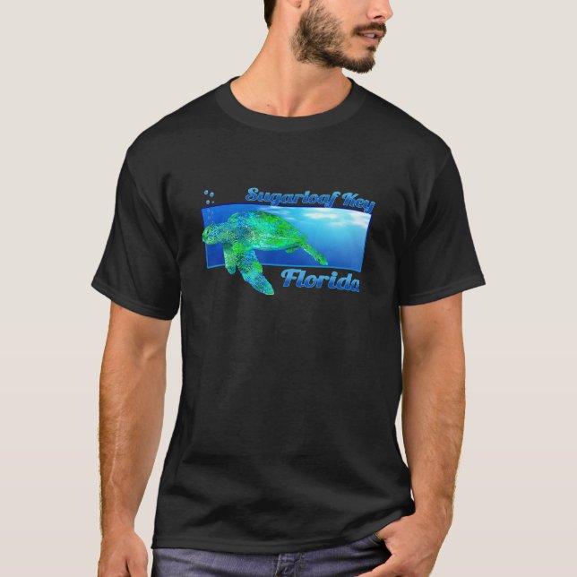 Camiseta Sugarloaf Key Florida Nadar Tartaruga (Frente)