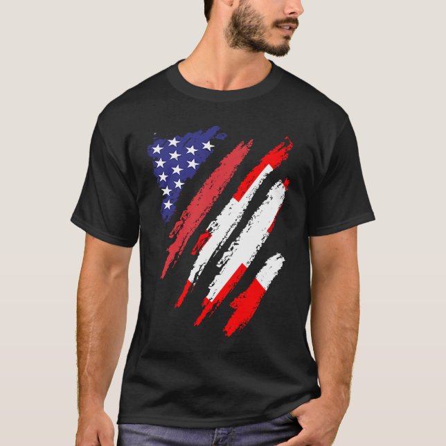 Camiseta Suiça Americana Grown Flag USA Patriot Herita (Frente)