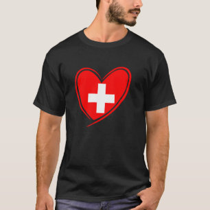 Camiseta Suiça Coração Suíça Bandeira Patriótica Men K