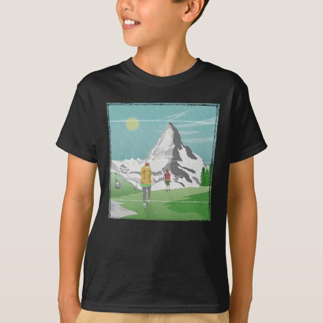 Camiseta suiça de poster de viagens matterhorn (Frente)