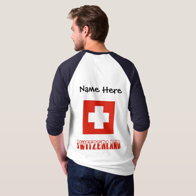 Camiseta Suiça e Sinalizador suíço personalizado (Parte Traseira Completa)