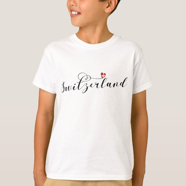 Camiseta Suiça Flag Heart, Suíça (Frente)
