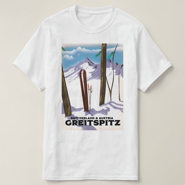 Camiseta Suiça Greitspitz e poster de Esqui Áustria (Frente do Design)