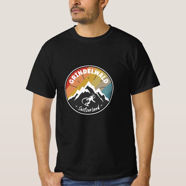 Camiseta Suiça Grindelwald do Snowboard (Frente)
