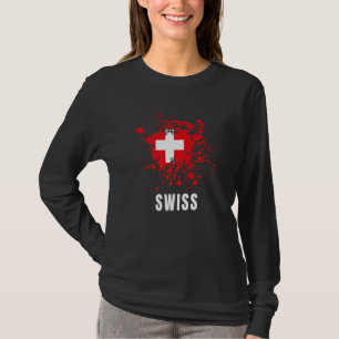 Camiseta Suíça Retrô Aquarelas Antigas Esporte Bandeira Suí
