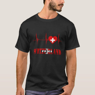 Camiseta Suiça Sinalizador suíço Heartbeat EKG Pulse S