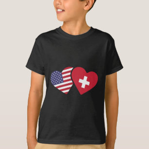 Camiseta Suiça U Flag T Shirt Heart Swiss American
