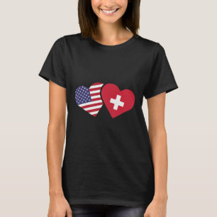 Camiseta Suiça U Flag T Shirt Heart Swiss American