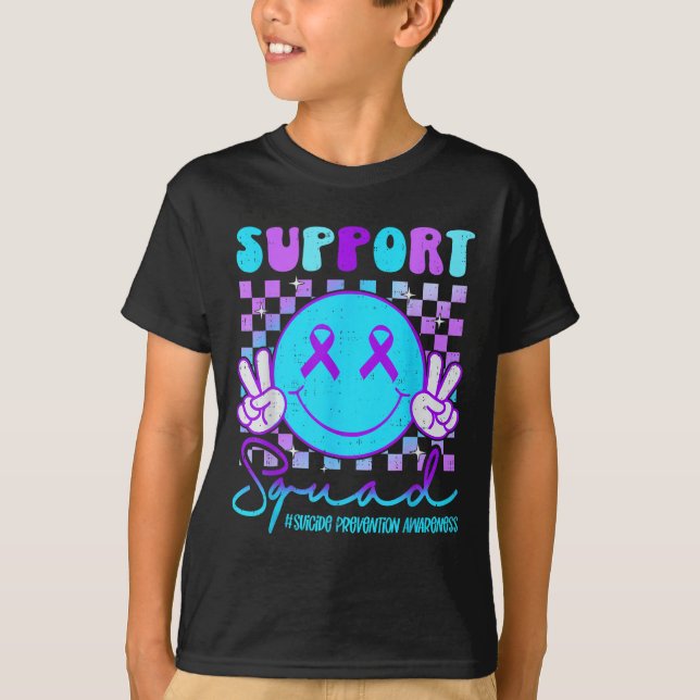 Camiseta Suicide Awareness Teal &amp; Purple Ribbon Suprt G (Frente)