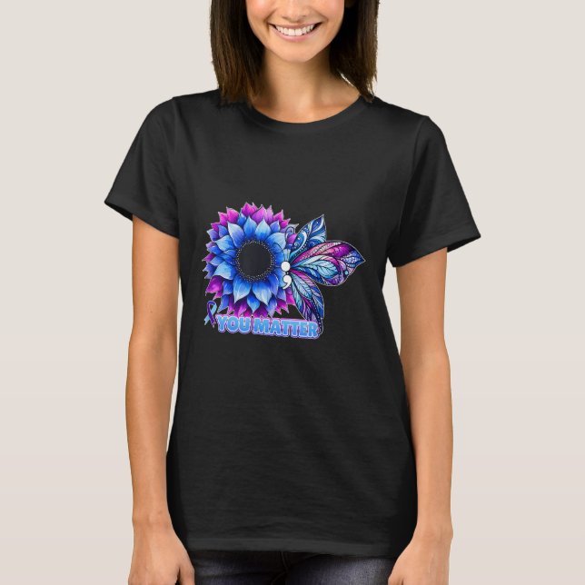 Camiseta Suicide Prevention Awareness Butterfly Semicolon  (Frente)