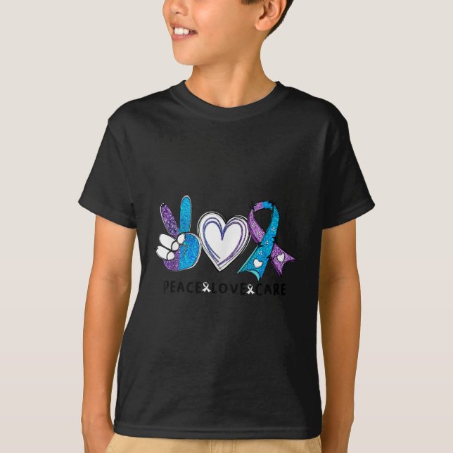 Camiseta Suicide Prevention Awareness Teal &amp; Purple Rib (Frente)
