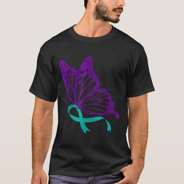 Camiseta Suicide Prevention Awareness Teal &amp; Purple Rib (Frente)