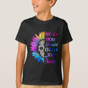 Camiseta Suicídio Crânio Floral Sensibilização para a Saúde