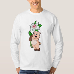 Camiseta Suíno com Flower Lily