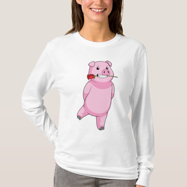 Camiseta Suíno com ventilador de Rosa (Frente)