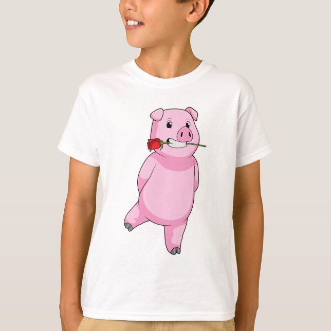 Camiseta Suíno com ventilador de Rosa (Frente)