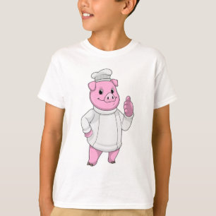 Camiseta Suíno como cozinheiro com chapéu de chef