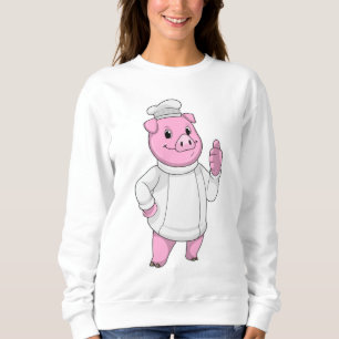 Camiseta Suíno como cozinheiro com chapéu de chef
