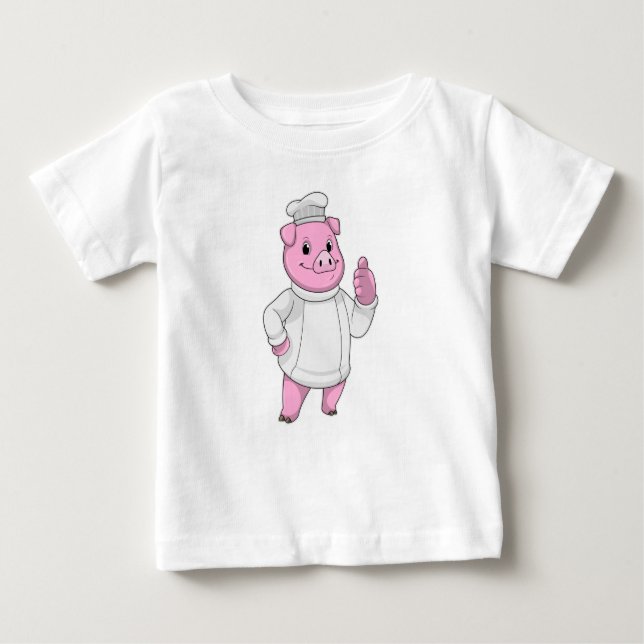 Camiseta Suíno como cozinheiro com chapéu de chef (Frente)