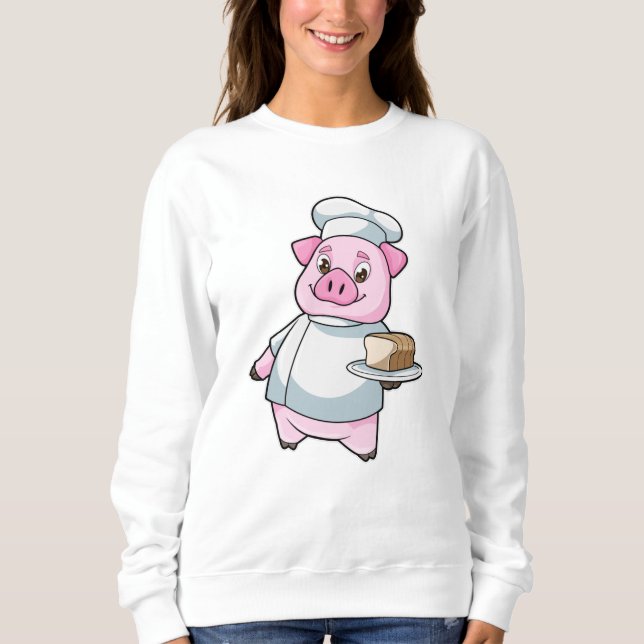 Camiseta Suíno como cozinheiro com Púltimo e Bolo (Frente)