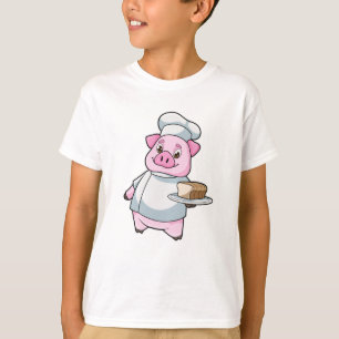 Camiseta Suíno como cozinheiro com Púltimo e Bolo