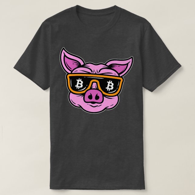 Camiseta Suíno De Criptomoeda Bitametina Em Óculos De Sol P (Frente do Design)