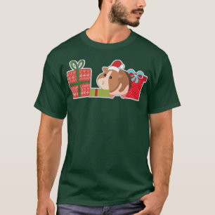 Camiseta Suíno de Natal bonito com Santa Hat Pet Guin