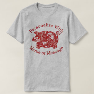 Camiseta Suíno de Padrão Floral PERSONALIZADO