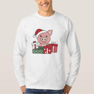 Camiseta Suínos de Natal Presente para Porcos de Inverno