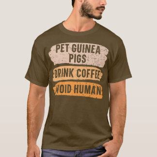 Camiseta Suínos Pet Guiné Bebem Café Evite Cafeína Humana