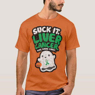 Camiseta Suja Câncer de figado Dê-me um doce Engraçado Boo 
