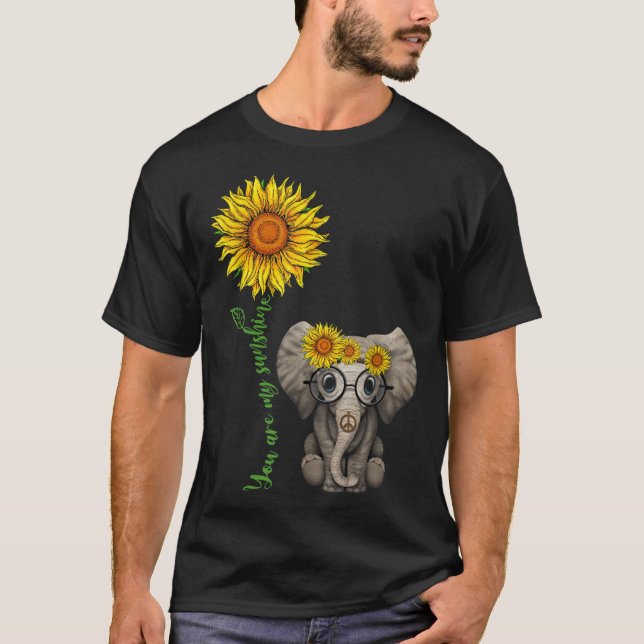 Camiseta Sujidade para Presentes de Elefante de Girassol (Frente)