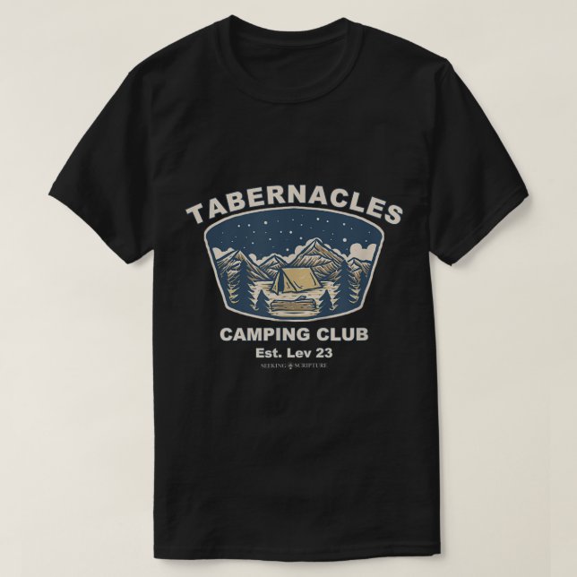 Camiseta Sukkot do Clube de Acampamento Tabernacle (Frente do Design)