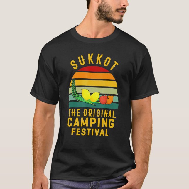 Camiseta Sukkot The Original Camping Festival Sukkah Lulav  (Frente)