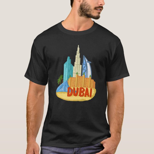 Camiseta Sumário de Dubai City nos Emirados Árabes Unidos p (Frente)