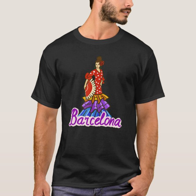 Camiseta Sumário de Espanha da cidade de Barcelona para hom (Frente)