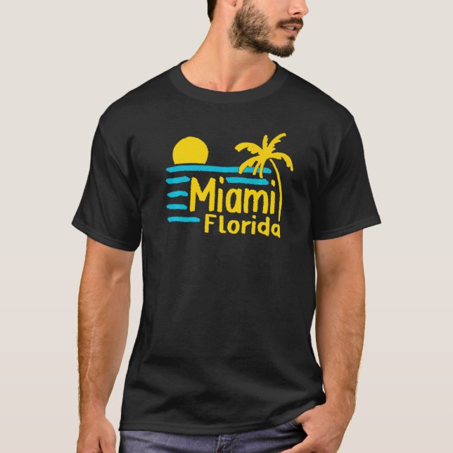Camiseta Sumário de Miami City Florida para homens e mulher (Frente)